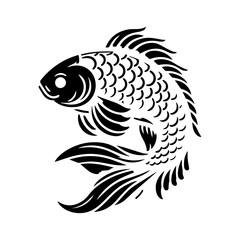 black and white Koi  fishes vector illustration