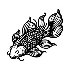 black and white Koi  fishes vector illustration