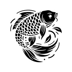 black and white Koi  fishes vector illustration