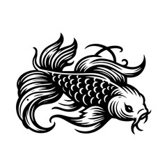 black and white Koi  fishes vector illustration