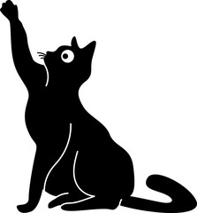 Cute Black Cat  silhouette  illustration design