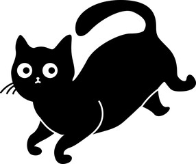 Cute Black Cat  silhouette  illustration design