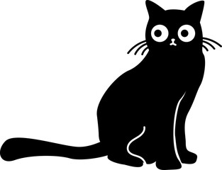 Cute Black Cat  silhouette  illustration design
