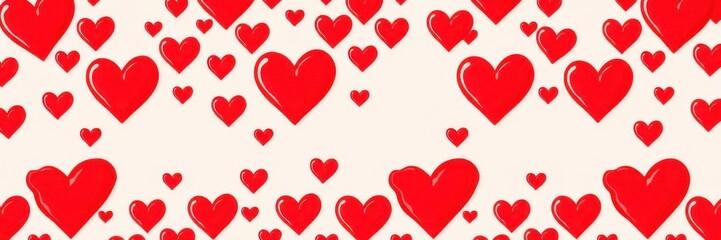 Red heart shapes forming a seamless pattern on a romantic valentines day background, love, romantic