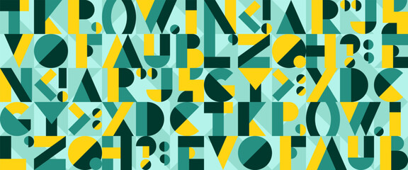 Seamless pattern with geometric font, random letters from English alphabet. Modern texture with abstract text, typography symbols. Vector background for kids education concept, book or creative poster