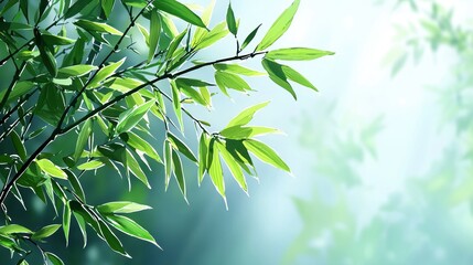 Tranquil Bamboo Grove Bathed in Soft Sunlight with a Serene Atmosphere
