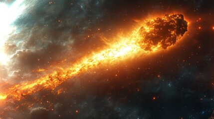 Fototapeta premium Comet approaches the inner solar system with a fiery tail