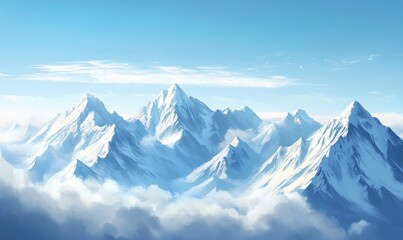 Fototapeta premium Majestic snow-capped peaks of the Himalayas and Mount Everest, set against a breathtaking mountainous background, evoking the grandeur of nature.