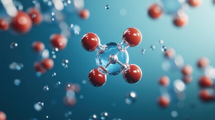 Abstract Molecular Structure in Blue Liquid