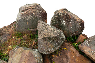 The trees.Rocks and Stone on the Mountain .Isolated on White background with clipping path
