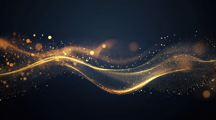 Fototapeta premium Abstract Gold Glitter Wave on Dark Background.
