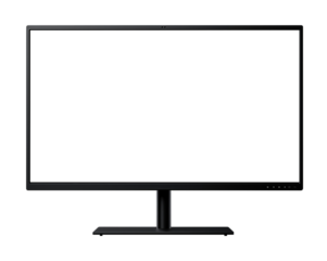 PNG image of a mockup of a sleek computer monitor against a transparent background