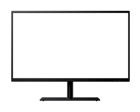 PNG image of a mockup of a sleek computer monitor against a transparent background