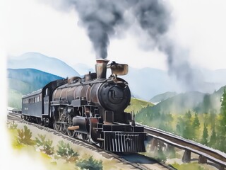 steam train in the forest