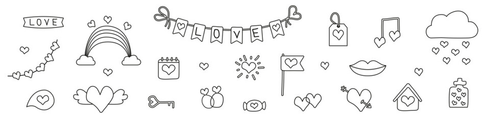 A doodle-style set for Valentine's Day