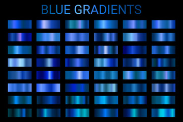 Blue metallic gradients, chrome metal foil texture gradient set