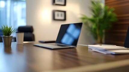 Modern Office Workspace Laptop And Notebooks