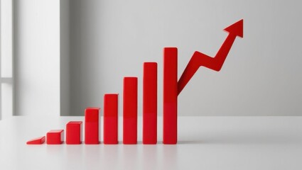 A vibrant red bar graph illustrating upward growth, symbolizing progress and positive trends in business or finance.