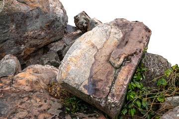 Naklejka premium The trees.Rocks and Stone on the Mountain .Isolated on White background with clipping path