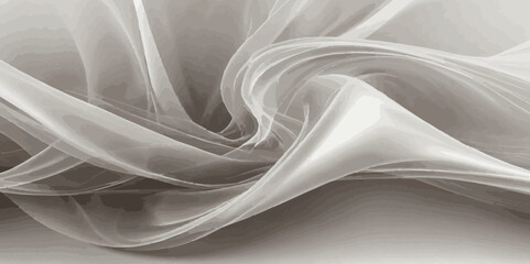 Design of smooth dark light grey and white wave smokey fog, flowing white background.  