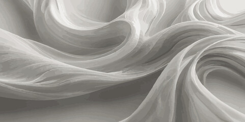 Abstract smokey dark grey and white smooth light  wave element modern stream white background. 