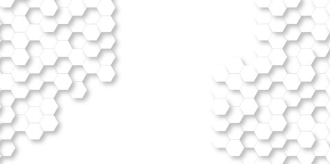 Realistic geometric pattern White Hexagonal Background. Luxury White Pattern. 3D Futuristic abstract honeycomb mosaic white background. geometric mesh cell texture. modern futuristic wallpaper.