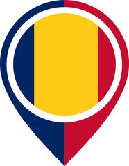 Fototapeta premium Map Icon Inside Chad Flag