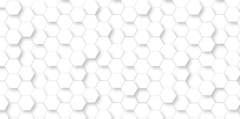 Realistic geometric pattern White Hexagonal Background. Luxury White Pattern. 3D Futuristic abstract honeycomb mosaic white background. geometric mesh cell texture. modern futuristic wallpaper.