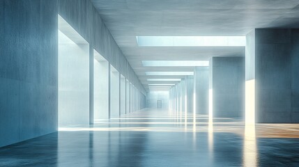 Fototapeta premium Minimalist Futuristic Hallway Design Concept