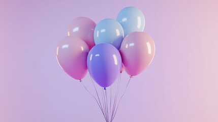 Pastel Balloons Floating Against a Lavender Background