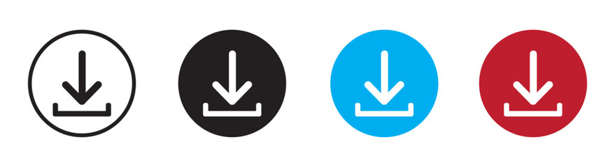 download icon set, download button set, save file icon,  download files icon, arrow download symbol, download button for app, ui and website, vector illustration on transparent background