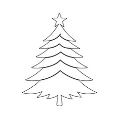 Minimalist Christmas Tree One-Line Art | Vector Outline Drawing & Tattoo Design