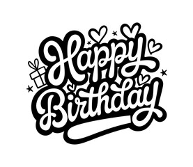 Happy Birthday. Happy Birthday vector lettering design. Modern calligraphy. Vector stock illustration
