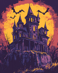 Colorful Pop Art and Whimsical Doodle 2D Halloween Illustrations, Featuring Playful Characters, Spooky Scenes, and Fun Elements with Space for Text.