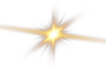 Bright yellow sun, PNG. Starburst, soft glow of rays. Starburst starburst burst with bright sparks of rays, isolated on white background. Vector illustration of abstract yellow burst.