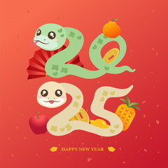 Happy new year 2025. Creative 2025 snake logo design.