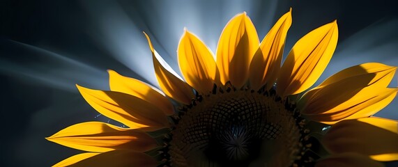 Closeup of sunflower petals overlapping with sharp edges