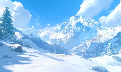 Obraz premium Majestic Himalayan snow-capped peaks, including Mount Everest, against a clear sky. Perfect minimalist backdrop with ample white space.