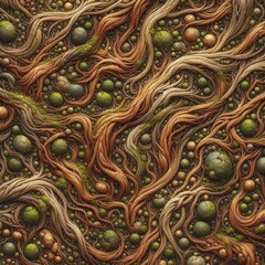 texture with an organic pattern reminiscent of the interweaving of tree roots and moss
