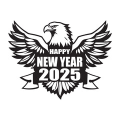 Celebrate the arrival of New Year 2025 with a majestic eagle design.