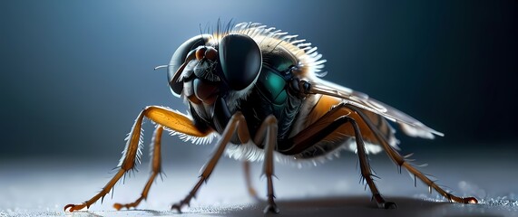 Macro shot of a houseflys feet gripping a smooth surface