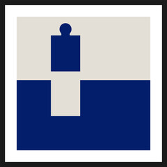 A separate piece of the puzzle. Abstract painting for the wall with frame. Vector illustration.