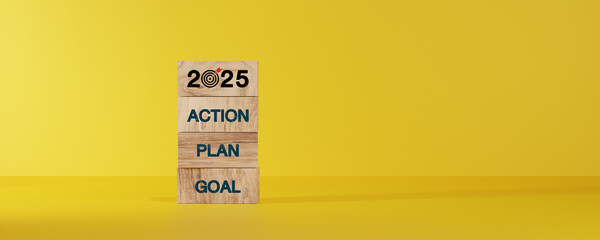 Implementation of the 2025 goal plan. Starting a business. New Year. Place the last piece of the...