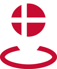 Obraz premium Location Icon of Denmark Flag