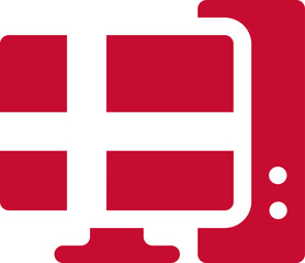 Monitor and CPU icon Denmark Flag