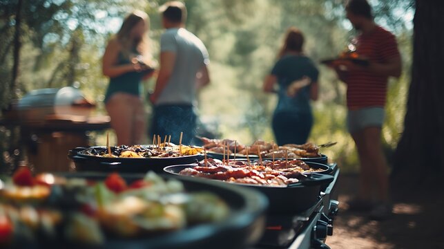 A corporate team-building event outdoors