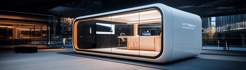 Obraz premium A workshop pod with noise cancellation and climate control for deep focus on precision tasks