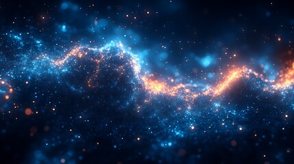 Cyber-themed explosion radiating vibrant blue light futuristic background