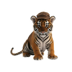 Adorable Tiger Cub in Newsboy Cap