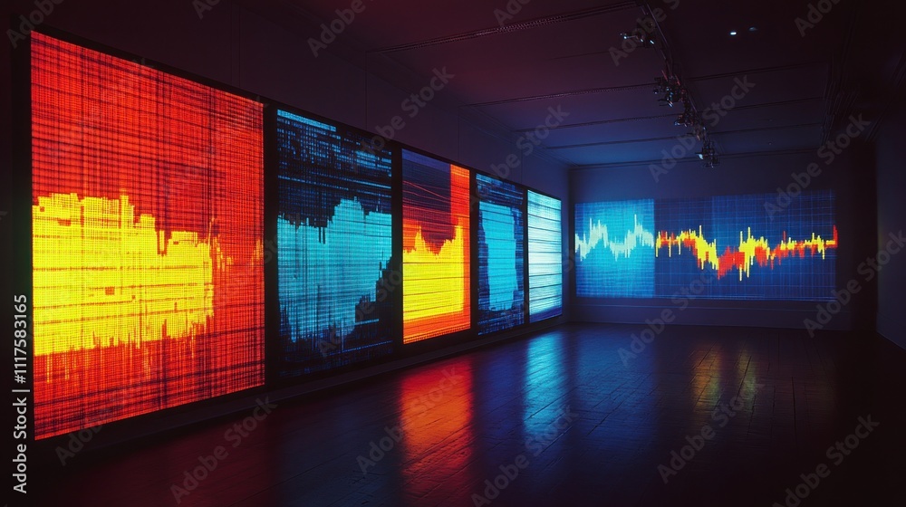 Poster vibrant light installations showcase data visualization art